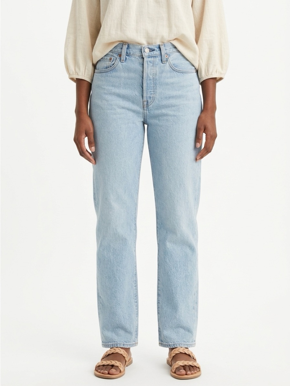 Levi's Wedgie Straight Jeans High Rise Button Fly Denim Light Wash 28